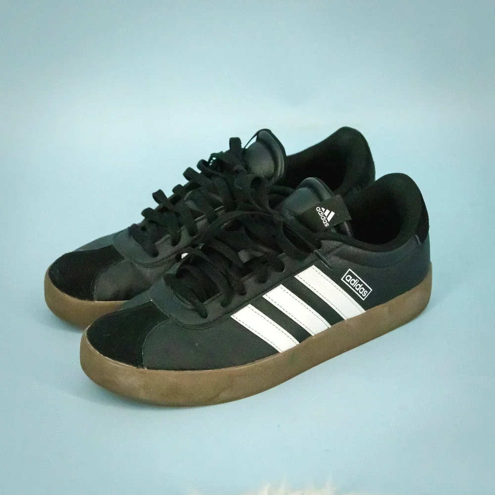 Adidas Men's Size 9 Black Court 3.0 Low Lace Up Suede Leather Sneakers Shoes